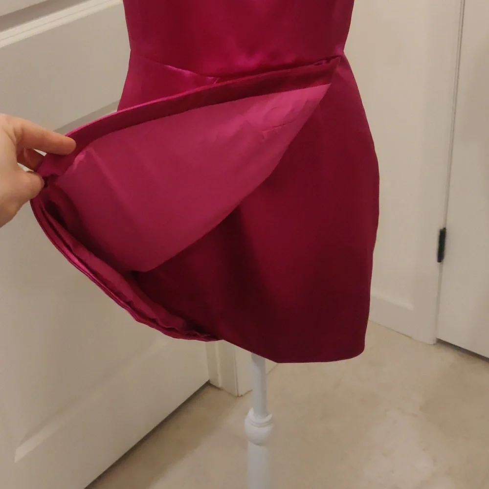 New!Aidan by Aidan Mattox Satin Bow One-Shoulder Mini Dress Y2K Cottagecore Retr - Picture 9 of 16